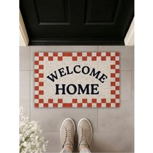 Rotanev Welcome Home Ekoseli Retro Tasarım Dekoratif Kapı Önü Paspası 40X60 cm