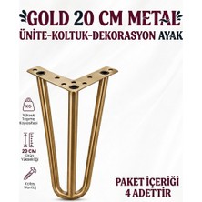Gold 20 cm Metal Ünite-Koltuk-Dekorasyon Ayak (Siparişiniz 4 Adet Olarak Gelecektir)