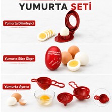 Zarif İnci Zaman Ayarlı Renk Değiştiren Yumurta Pişirme Göstergesi, Yumurta Dilimleyici ve Sarı Beyaz Ayırıcı Pratik ve Kullanışlı 3 Lü Set