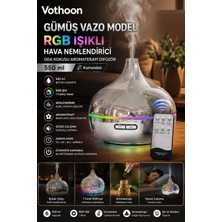 My Best Store Gümüş Vazo Model Rgb Işıklı Hava Nemlendirici & Aromaterapi Difüzör – 550 ml Kumandalı