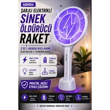 Merwish Şarjlı Elektrikli Sinek Öldürücü Raket Auhma 3500-3700V 1200MAH LED Işıklı Standlı Masaüstü