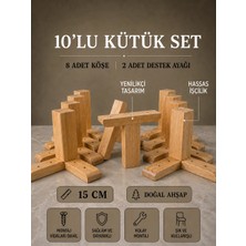 Legora Wood Design 15 cm Açık Ceviz Kütük Ahşap Mobilya Ayakları 10'lu Set Köşe ve Destek Ayağı Robot Süpürge Uyumlu