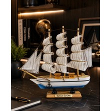 Home Dekor Hediye Isime Kişiye Özel Dekoratif Premium Ahşap El Yapımı Yelkenli Gemi Maketi 30 x 30CM Biblo Hediye 530E