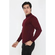 Asmedo Erkek Yarım Balıkçı Yaka Triko Kazak - Bordo