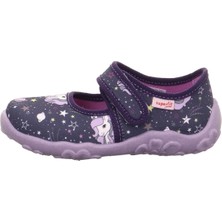 Superfit Bonny Kız Çocuk Ev Kreş Ayakkabısı Unicorn Desenli - Lacivert Mor 800283-8570
