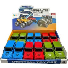 PopŞeker Pilsiz Sürtmeli Toy Jeep Araba 12’li Display Kutulu - Mekanik Oyuncak Arazi Aracı