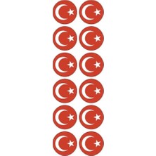 FD Damla Etiket Plaka Damla Etiket Pulu - Türk Bayrağı Plaka Pul Sticker 12 Li Set Özel Dizayn