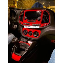 FD Damla Etiket Fiat Doblo D4 Full Set  Torpido, Konsol, Trim, Göğüs Kaplama  Set Kırmızı Renk Özel Dizayn