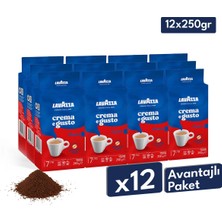 Lavazza Crema E Gusto Öğütülmüş Filtre Kahve 12'li Avantaj | 250 gr x 12 Paket | Makine, French Press, Moka Pot Uyumlu