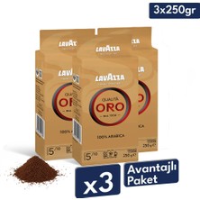 Lavazza Qualita Oro Öğütülmüş Filtre Kahve 3'lü Avantaj | 250 gr x 3 Paket | Makine, French Press, Moka Pot Uyumlu