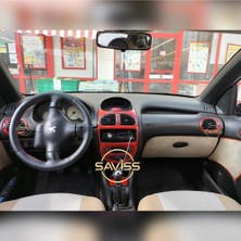FD Damla Etiket Peugeot 206 8 Parça Kırmızı Renk Konsol ve Trim Kaplama,maun Kaplama (Kırmızı)