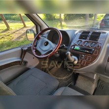 FD Damla Etiket Mercedes Vito Eski Kasa 1996-1999 Uyumlu Koyu Meşe Full Set Torpido Konsol Maun Kaplama (Koyu Meşe)