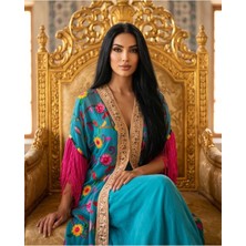 İTHAL Nakış Detaylı Püsküllü Bohem Kimono