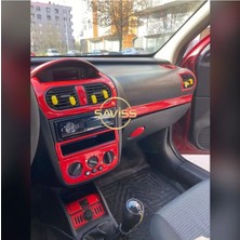 FD Damla Etiket Opel Corsa C 28 Parça Full Set Kırmızı Torpido Maun Kaplama (Kırmızı)