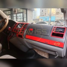 FD Damla Etiket Volkswagen Transporter T5 Özel Kalıp Kırmızı Full Set,torpido Maun Kaplama (Kırmızı)