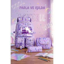 Waddell Kawaii Kore Tarzı Twil Kumaş Desenli Sırt Çantası,beslenme Çantası ve Kalemlikli Üçlü Set