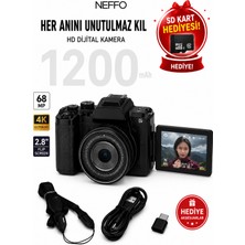 Neffo 4K Ultra Hd Dijital Fotoğraf Makinesi 68 Mp 28X Zoom 180° Döner Ekran Wifi Kompakt Kamera