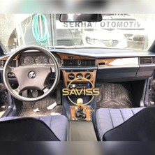 FD Damla Etiket Mercedes 190E/W201 Özel Mega Full Set Fındık Ağacı ,torpido Maun Kaplama (Tüm Düğmeler Açık,kapaklı)