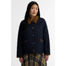 Barbour Icons Cropped Liddesdale Kapitone Ceket NY52 Dark Navy Birchwood