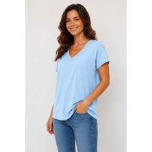 Lyvean V Yaka Cepli Oversize Tshırt