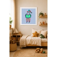 JHAAR Kitap Okuyan Artist Zebra Çocuk Odası Çerçeve Görünümlü Mdf Tablo