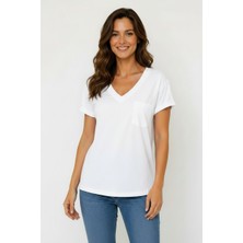 Lyvean V Yaka Cepli Oversize Tshırt