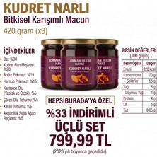 3 x 420 gr Kudret Narlı Bitkisel Karışımlı Macun – Bal, Pekmez ve Çörek Otu Katkılı Lokman Hekim Hayat