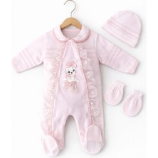 Kardeşler Bebe Bebe Yaka Dantel Detaylı Kız Bebek Tulum