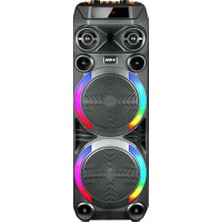 Başkenttekno GD-2897 Dijital LED Göstergeli Mikrofonlu Rgb Tws Çift 8 Inç Stereo Bass Kablosuz Karaoke Hoparlör