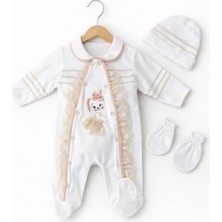 Kardeşler Bebe Bebe Yaka Dantel Detaylı Kız Bebek Tulum