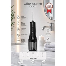 Torima Dijital Ekranlı Şarjlı Ağız Duşu 4 Modlu Taşınabilir Ağız Bakım Cihazı OC01 Siyah