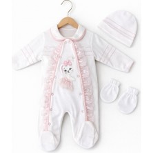 Kardeşler Bebe Bebe Yaka Dantel Detaylı Kız Bebek Tulum