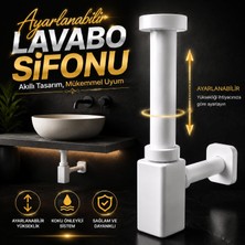 Nzb Ayarlanabilir Lavabo Sifonu Mat Beyaz Koku Önleyici Gider Sifonu Modern Tasarım Lavabo Altı Sifon Körüklü Boru