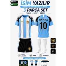 Rüya Vadisi Kişiye Özel Isim Yazılır Çocuk Halı Saha Futbol Forması Seti Mavi-Siyah Forma+Şort+Çorap