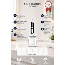 Torima Dijital Ekranlı Şarjlı Ağız Duşu 2 Modlu Taşınabilir Ağız Bakım Cihazı OC02 Beyaz