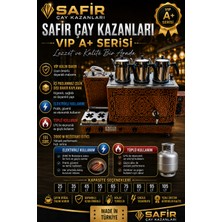 Safir Çay Kazanları 3 Gözlü Bakır Çay Kazanı Elektrik + Tüplü Bakır Çay Semaveri Lpg’li  Güneş Model Bakır Çay Ocağı Kazanı Vip Plus