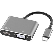 Lunatic 2847 USB Type C To HDMI VGA 3.1 4K Çevirici Dönüştürücü Adaptör