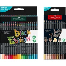 Faber Castell Black Edition 36 Renk Kuru Boya ve 12 Renk Skin Tones İkisi Birarada Set