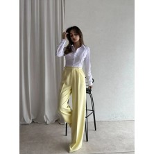 Klex Yüksek Bel Palazzo Pantolon 5035 Sarı - M