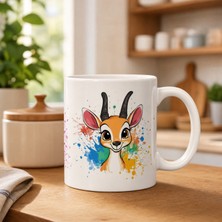 Kadorex Design Sevimli Ceylan Kupa Bardak – Geyik Temalı Seramik Kahve Kupası