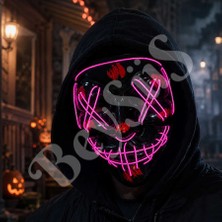 BeySüS Cadılar Bayramı Siyah Maske Neon Mor Işıklı