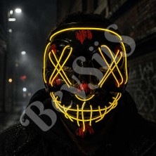 BeySüS Cadılar Bayramı Siyah Maske Neon Sarı Işıklı