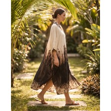 İTHAL Kadın Resort Wear Önü Kısa Arkası Uzun Tie-Dye Gömlek Tunik Elbise
