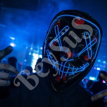 BeySüS Cadılar Bayramı Siyah Maske Neon Mavi Işıklı