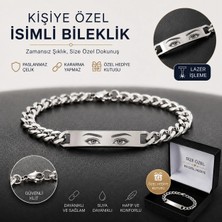 Melisa Takı & Aksesuar Çelik Gümüş Renk Isim Yazılır Unısex Bileklik (Kişiselleştirilebilir)