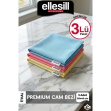 Ellesill Premium Mikrofiber Cam Bezi 3’lü 50x40 cm İz Bırakmayan Ayna Bezi Leke Tutmayan Kurulama Parlatma Temizlik Bezi