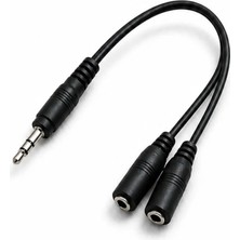 3.5 mm Stereo Ses Çoklayıcı Kablo - 1 Erkek / 2 Dişi Kulaklık ve Mikrofon Ayırıcı Adaptör Tek Girişi Ikiye Bölen Stereo Ses Çevirici Kablo