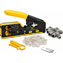 Ağ Kurulum Seti - RJ45 RJ11 Pense + Mini Kablo Soyucu + Yedek Bıçağı + 10 Adet Koruyucu Boot + 10 Adet RJ45 Konnektör