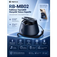 Remax Magsafe Magnetik 2'si 1 Aradatelefon Tutucu Şarjlı Mini Bluetooth Hoparlör 5W RB-MB02 Lacivert