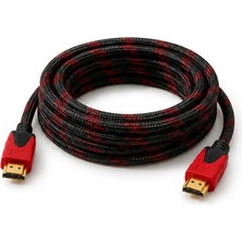5 Metre Ultra High Speed 4K 2.0 HDMI Kablosu - Örgülü Altın Uçlu 3D ve Full Hd Destekli Monitör Tv Kablosu